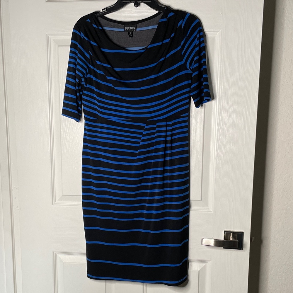 EnFocus Studio Striped 3/4 Sleeve Midi Dress